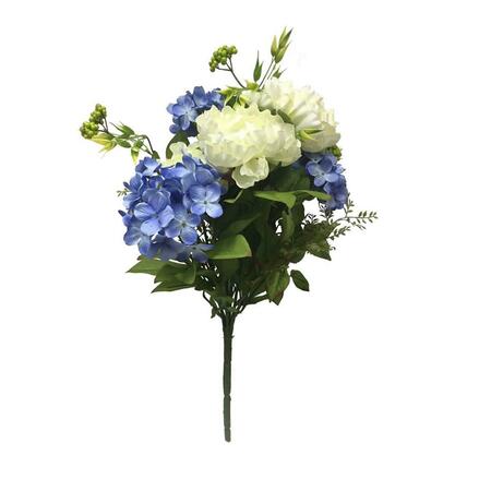 DARE2DECOR 21 in. Blue, White Peony & Hydrangea Bush DA3254206